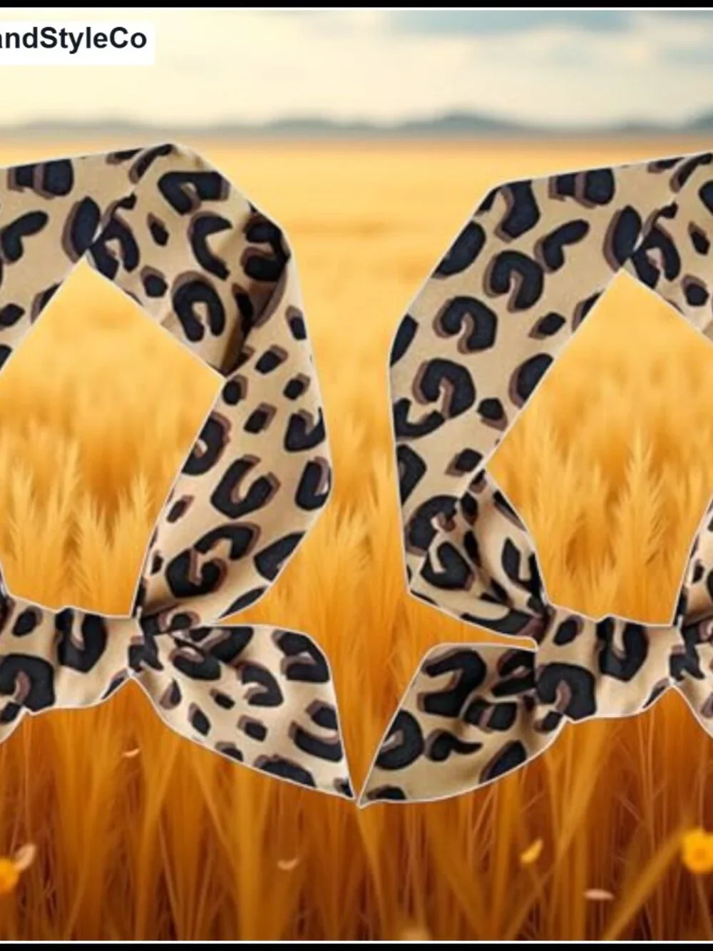 Skinny Silk Scarf 2-Piece Leopard Neck Tie Hairband Purse Scarf